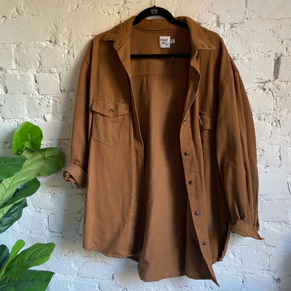 Princess Polly Oversized Brown Button Up